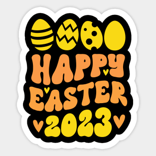 Happy Easter 2023 Eggs Yellow Sticker